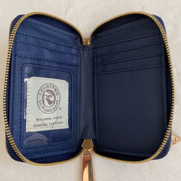 Spartina 449 | Yemaya First Mate Wallet Cream Linen Floral Navy/Gold/Pale Blue - Picture 10 of 16